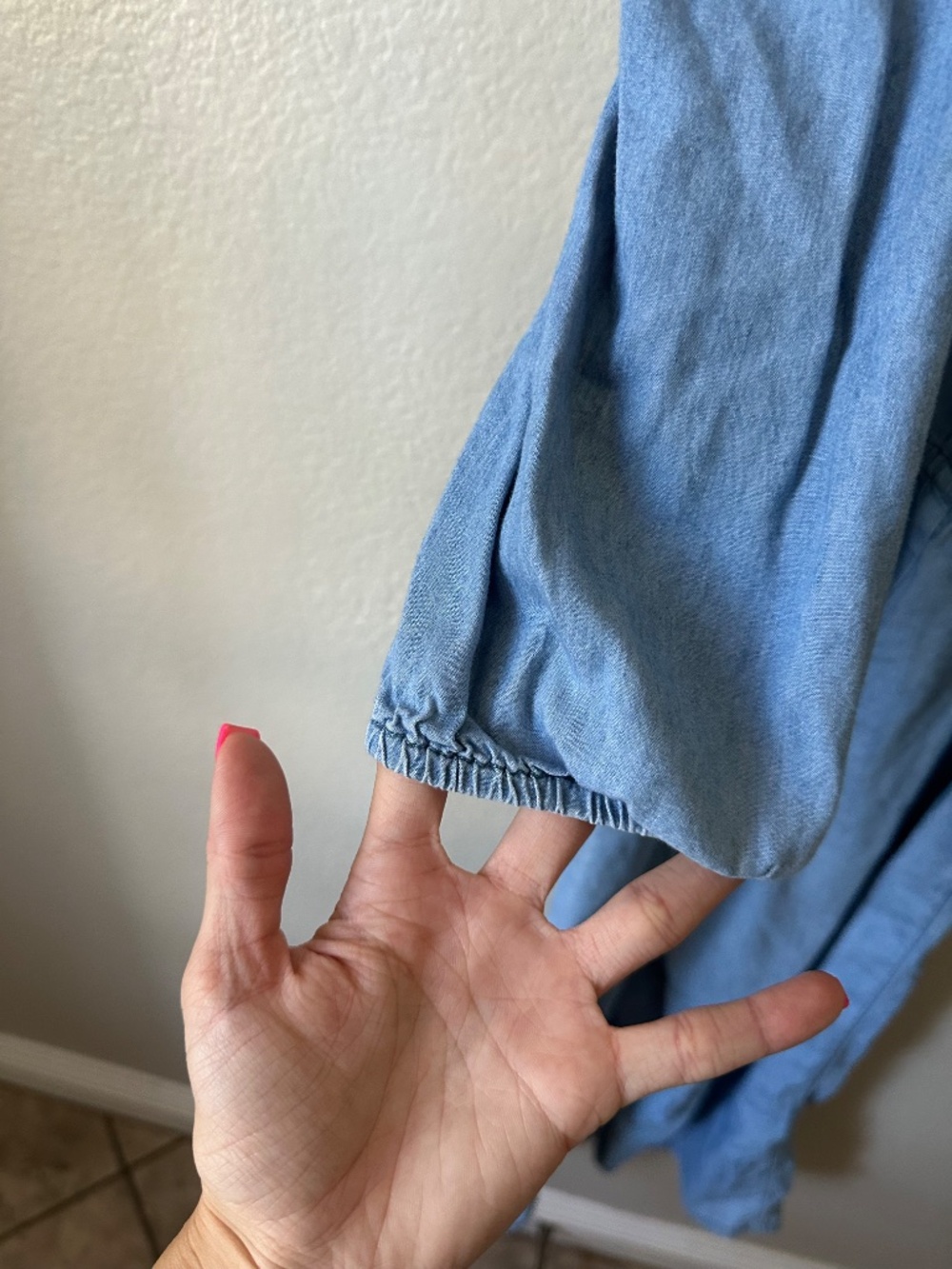 Old Navy Light Blue Embroidered Cold-Shoulder Jumpsuit- Large (10/12) - Picture 6 of 6